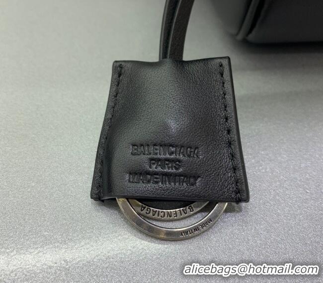 Best Quality Balenciaga Bel Air Medium Carry All Bag in smooth calfskin 48090 Black aged-silver hardware 2025