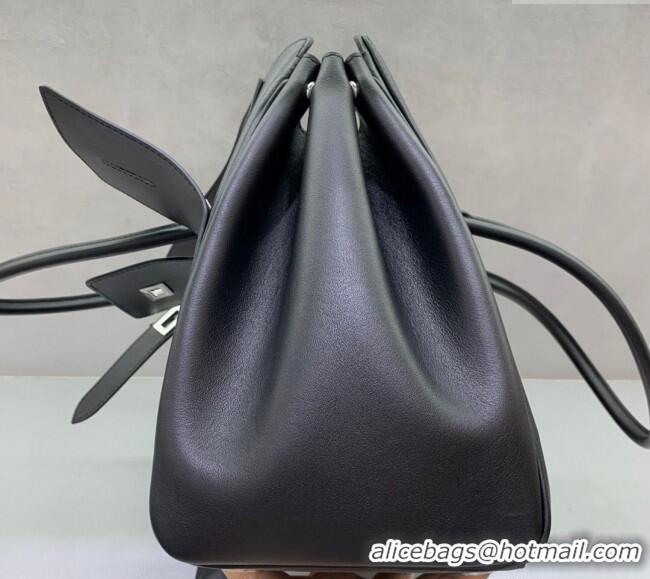Best Quality Balenciaga Bel Air Medium Carry All Bag in smooth calfskin 48090 Black aged-silver hardware 2025