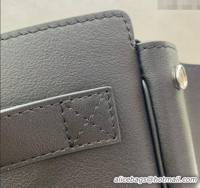 Best Quality Balenciaga Bel Air Medium Carry All Bag in smooth calfskin 48090 Black aged-silver hardware 2025