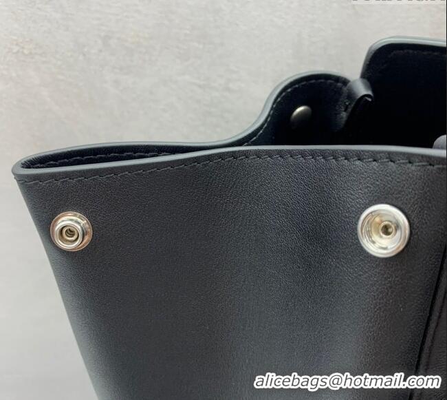 Best Quality Balenciaga Bel Air Medium Carry All Bag in smooth calfskin 48090 Black aged-silver hardware 2025