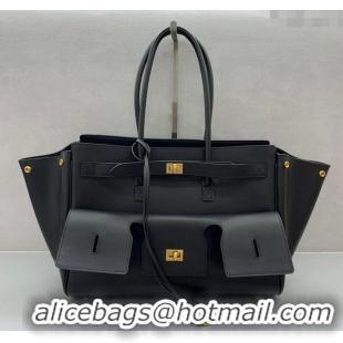 Discount Balenciaga Bel Air Medium Carry All Bag in smooth calfskin 48090 black aged-gold hardware 2025