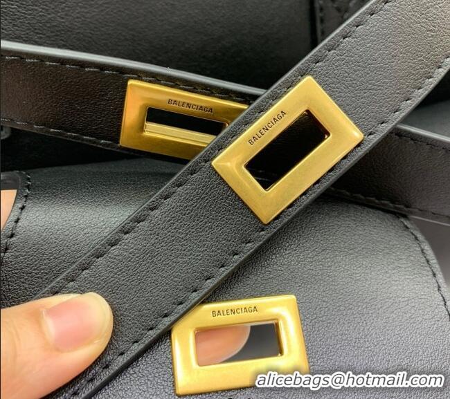 Discount Balenciaga Bel Air Medium Carry All Bag in smooth calfskin 48090 black aged-gold hardware 2025