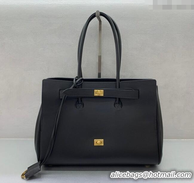 Discount Balenciaga Bel Air Medium Carry All Bag in smooth calfskin 48090 black aged-gold hardware 2025