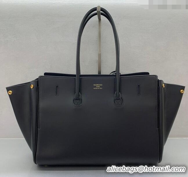 Discount Balenciaga Bel Air Medium Carry All Bag in smooth calfskin 48090 black aged-gold hardware 2025