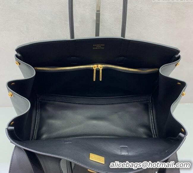 Discount Balenciaga Bel Air Medium Carry All Bag in smooth calfskin 48090 black aged-gold hardware 2025