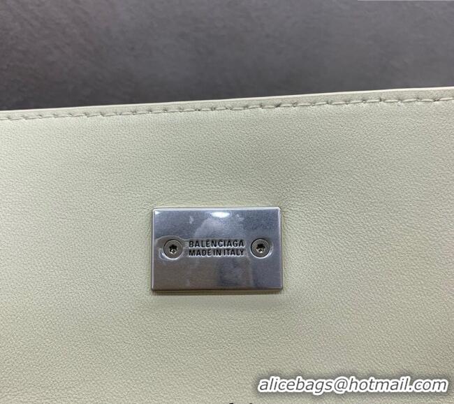 Best Price Balenciaga Bel Air Medium Carry All Bag in smooth calfskin 48090 White aged-silver hardware 2025