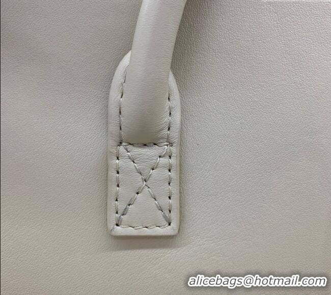 Best Price Balenciaga Bel Air Medium Carry All Bag in smooth calfskin 48090 White aged-silver hardware 2025