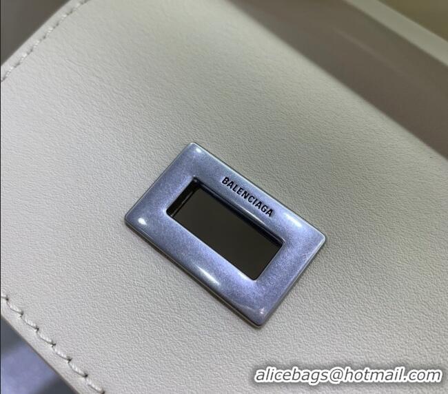 Best Price Balenciaga Bel Air Medium Carry All Bag in smooth calfskin 48090 White aged-silver hardware 2025