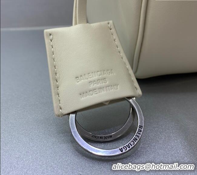 Best Price Balenciaga Bel Air Medium Carry All Bag in smooth calfskin 48090 White aged-silver hardware 2025
