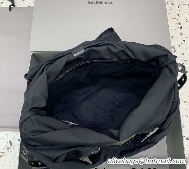 Top Quality Balenciaga Neo Cagole XL Plus Tote Bag in Black Arena lambskin 48091 Black aged-silver hardware 2025