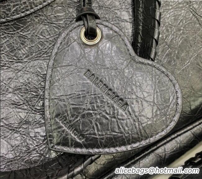 Top Quality Balenciaga Neo Cagole XL Plus Tote Bag in Black Arena lambskin 48091 Black aged-silver hardware 2025