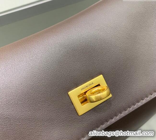 Super Quality Balenciaga Rodeo Medium Handbag in smooth calfskin 78972 Coffee/Aged Gold 2024
