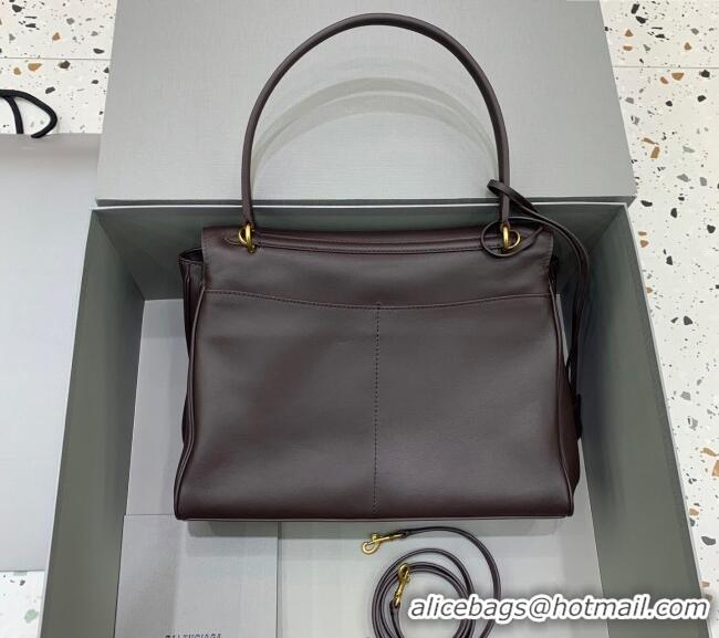 Super Quality Balenciaga Rodeo Medium Handbag in smooth calfskin 78972 Coffee/Aged Gold 2024