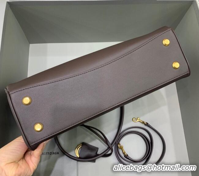 Super Quality Balenciaga Rodeo Medium Handbag in smooth calfskin 78972 Coffee/Aged Gold 2024