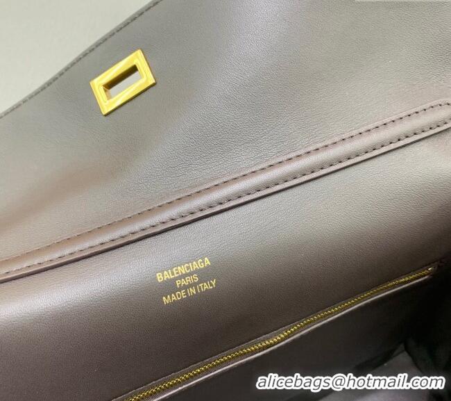Super Quality Balenciaga Rodeo Medium Handbag in smooth calfskin 78972 Coffee/Aged Gold 2024