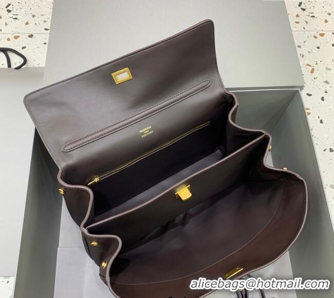 Super Quality Balenciaga Rodeo Medium Handbag in smooth calfskin 78972 Coffee/Aged Gold 2024