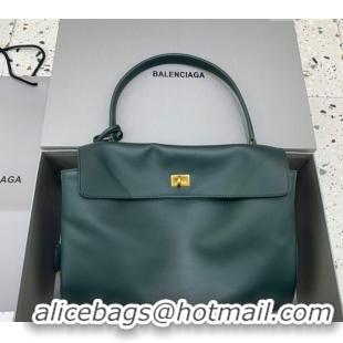 Unique Discount Balenciaga Rodeo Medium Handbag in smooth calfskin Peacock 78972 Green/Gold 2024