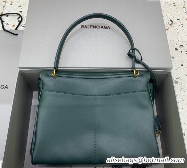 Unique Discount Balenciaga Rodeo Medium Handbag in smooth calfskin Peacock 78972 Green/Gold 2024
