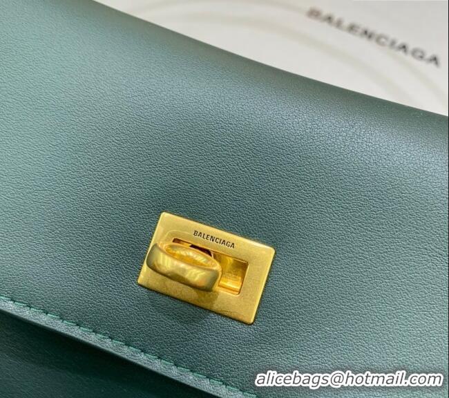 Unique Discount Balenciaga Rodeo Medium Handbag in smooth calfskin Peacock 78972 Green/Gold 2024