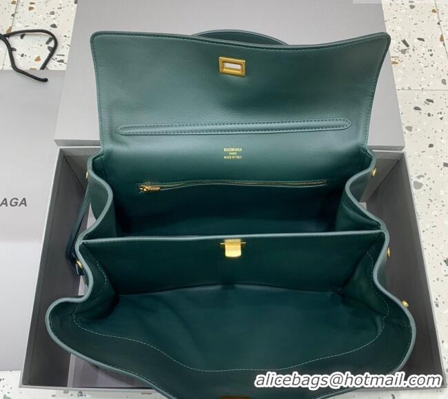Unique Discount Balenciaga Rodeo Medium Handbag in smooth calfskin Peacock 78972 Green/Gold 2024