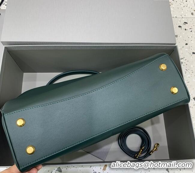 Unique Discount Balenciaga Rodeo Medium Handbag in smooth calfskin Peacock 78972 Green/Gold 2024