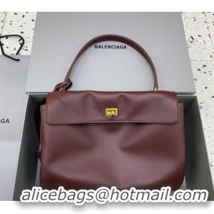 Good Taste Balenciaga Rodeo Medium Handbag in smooth calfskin 78972 Burgundy/Gold 2024