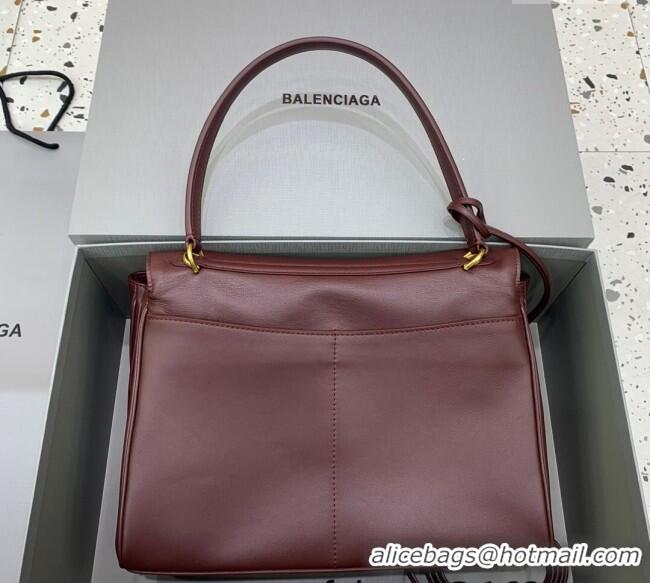 Good Taste Balenciaga Rodeo Medium Handbag in smooth calfskin 78972 Burgundy/Gold 2024