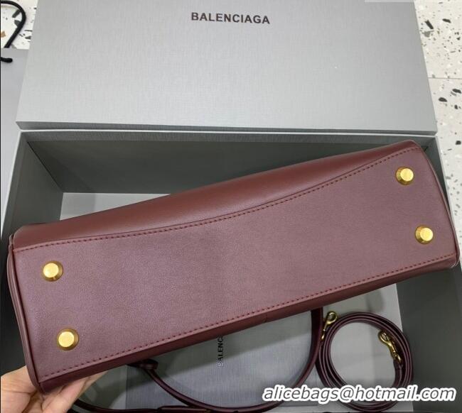 Good Taste Balenciaga Rodeo Medium Handbag in smooth calfskin 78972 Burgundy/Gold 2024