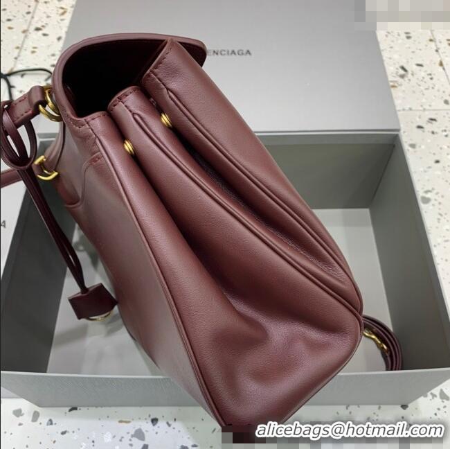 Good Taste Balenciaga Rodeo Medium Handbag in smooth calfskin 78972 Burgundy/Gold 2024