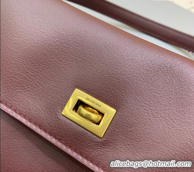 Good Taste Balenciaga Rodeo Medium Handbag in smooth calfskin 78972 Burgundy/Gold 2024