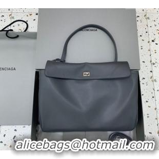 Promotional Balenciaga Rodeo Large Handbag in smooth calfskin 78972 Grey/Silver 2024