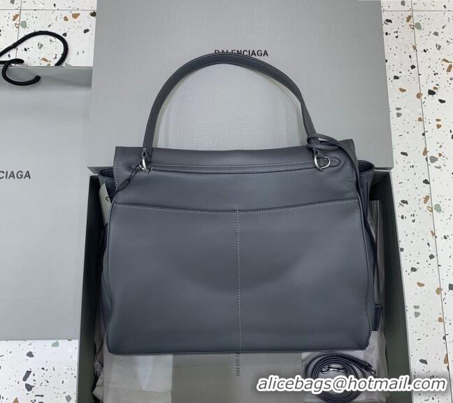 Promotional Balenciaga Rodeo Large Handbag in smooth calfskin 78972 Grey/Silver 2024