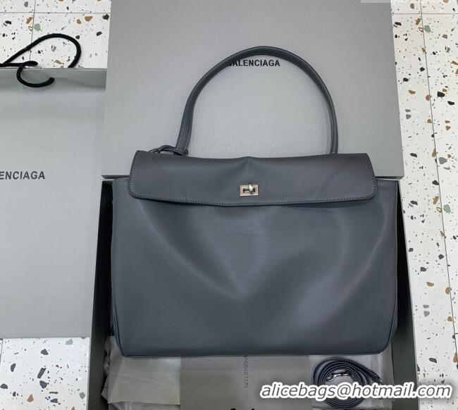 Promotional Balenciaga Rodeo Large Handbag in smooth calfskin 78972 Grey/Silver 2024