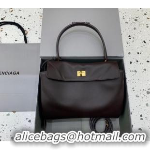 Grade Promotional Balenciaga Rodeo Small Handbag in smooth calfskin 78972 Coffee/Aged Gold 2024