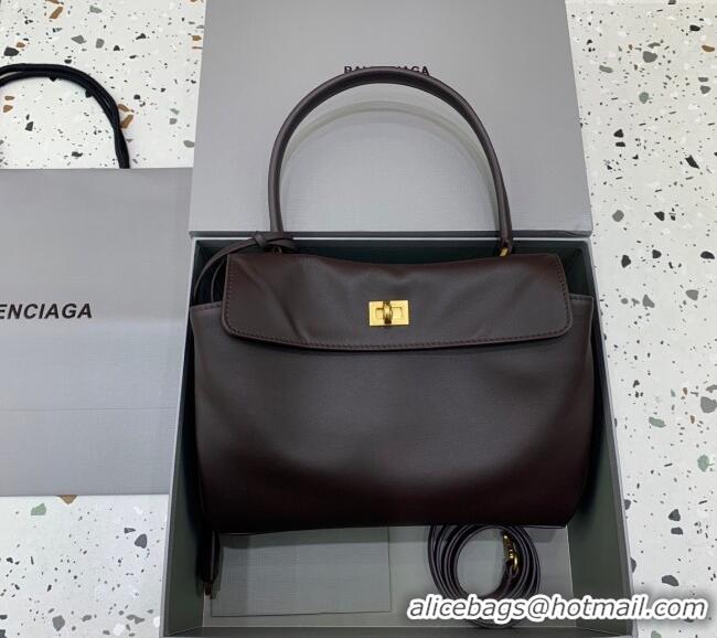 Grade Promotional Balenciaga Rodeo Small Handbag in smooth calfskin 78972 Coffee/Aged Gold 2024