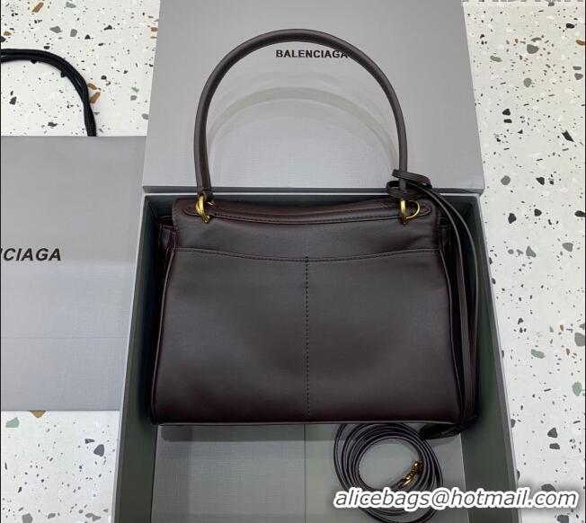 Grade Promotional Balenciaga Rodeo Small Handbag in smooth calfskin 78972 Coffee/Aged Gold 2024
