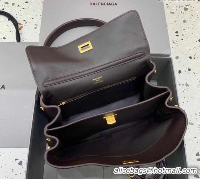 Grade Promotional Balenciaga Rodeo Small Handbag in smooth calfskin 78972 Coffee/Aged Gold 2024