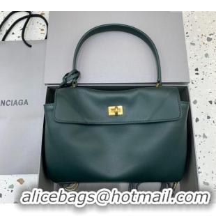Super Quality Balenciaga Rodeo Small Handbag in smooth calfskin 78972 Peacock Green/Gold 2024