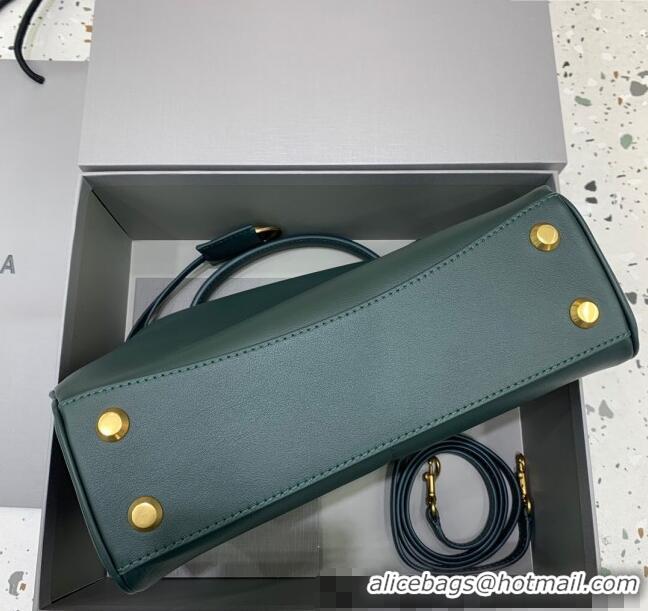 Super Quality Balenciaga Rodeo Small Handbag in smooth calfskin 78972 Peacock Green/Gold 2024