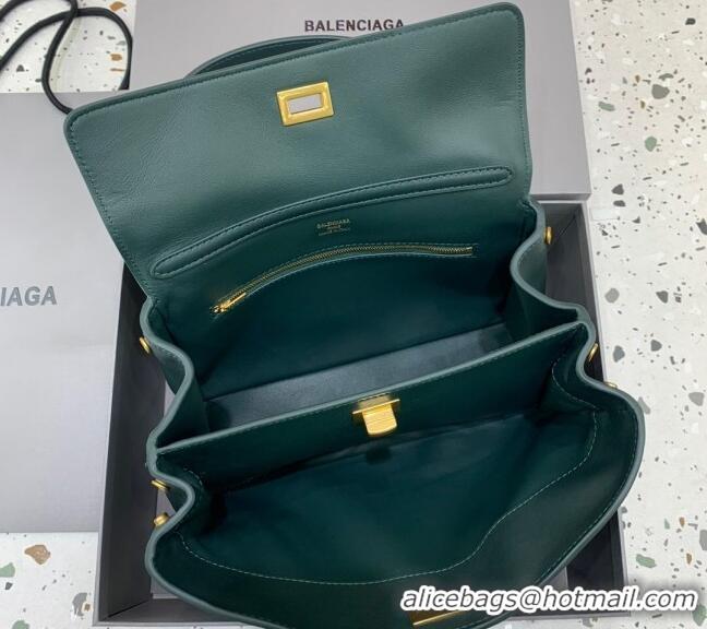Super Quality Balenciaga Rodeo Small Handbag in smooth calfskin 78972 Peacock Green/Gold 2024