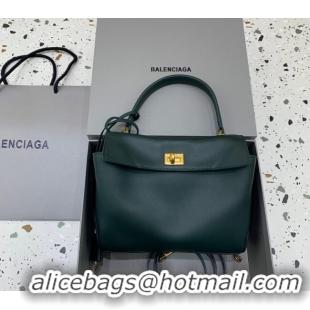 Super Quality Balenciaga Rodeo Mini Handbag in smooth calfskin 78972 Peacock Green/Gold 2024