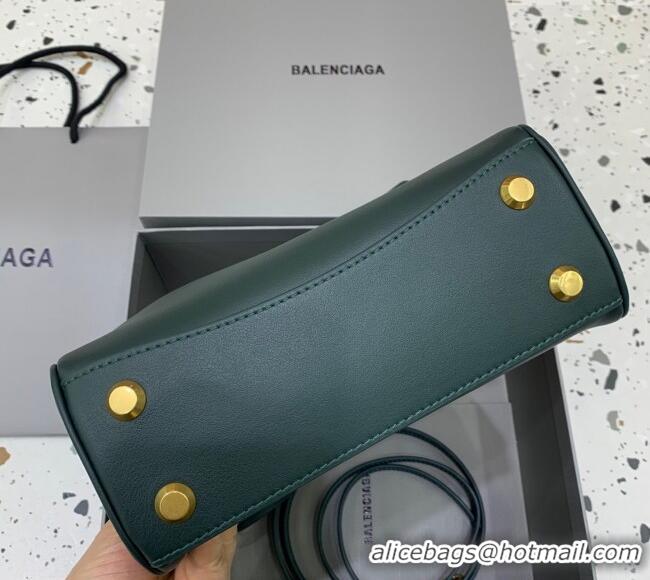 Super Quality Balenciaga Rodeo Mini Handbag in smooth calfskin 78972 Peacock Green/Gold 2024