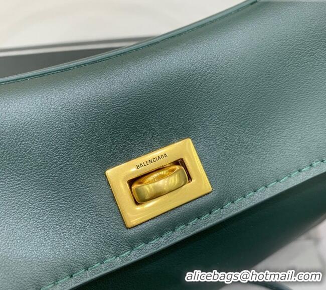 Super Quality Balenciaga Rodeo Mini Handbag in smooth calfskin 78972 Peacock Green/Gold 2024