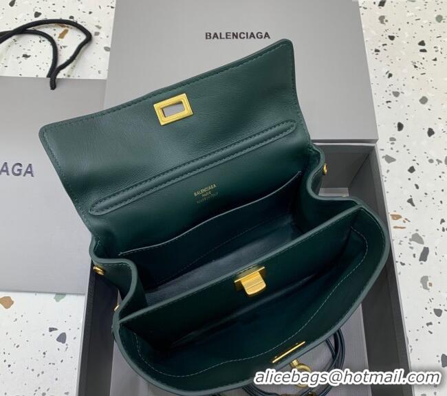 Super Quality Balenciaga Rodeo Mini Handbag in smooth calfskin 78972 Peacock Green/Gold 2024