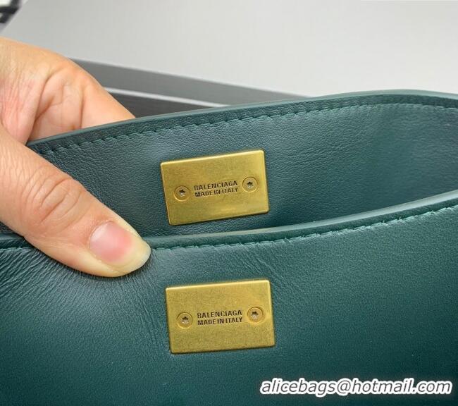 Super Quality Balenciaga Rodeo Mini Handbag in smooth calfskin 78972 Peacock Green/Gold 2024