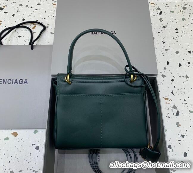 Super Quality Balenciaga Rodeo Mini Handbag in smooth calfskin 78972 Peacock Green/Gold 2024