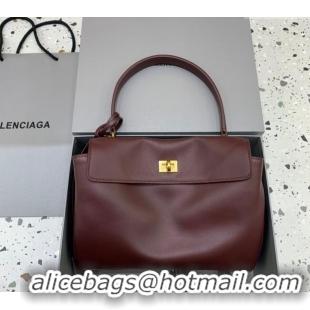 Well Crafted Balenciaga Rodeo Small Handbag in smooth calfskin 78972 Burgundy/Gold 2024