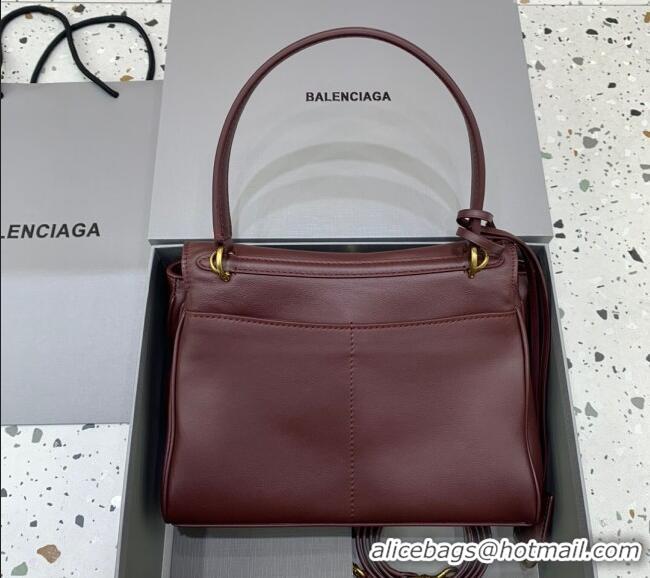 Well Crafted Balenciaga Rodeo Small Handbag in smooth calfskin 78972 Burgundy/Gold 2024