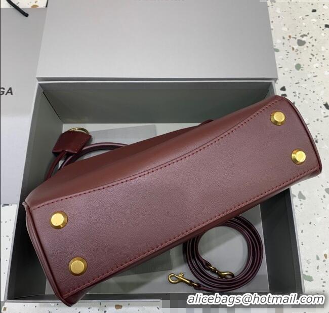 Well Crafted Balenciaga Rodeo Small Handbag in smooth calfskin 78972 Burgundy/Gold 2024