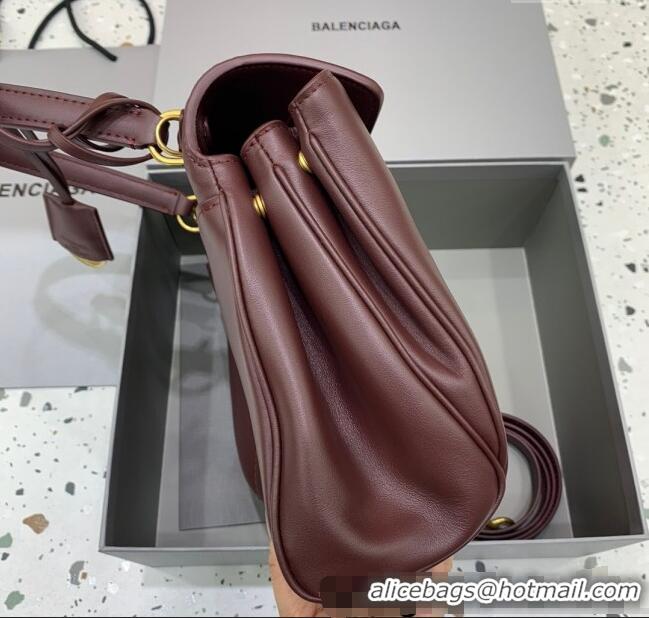 Well Crafted Balenciaga Rodeo Small Handbag in smooth calfskin 78972 Burgundy/Gold 2024